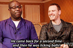 beauxtiful:  Steve McQueen and Michael Fassbender on their first meeting. 