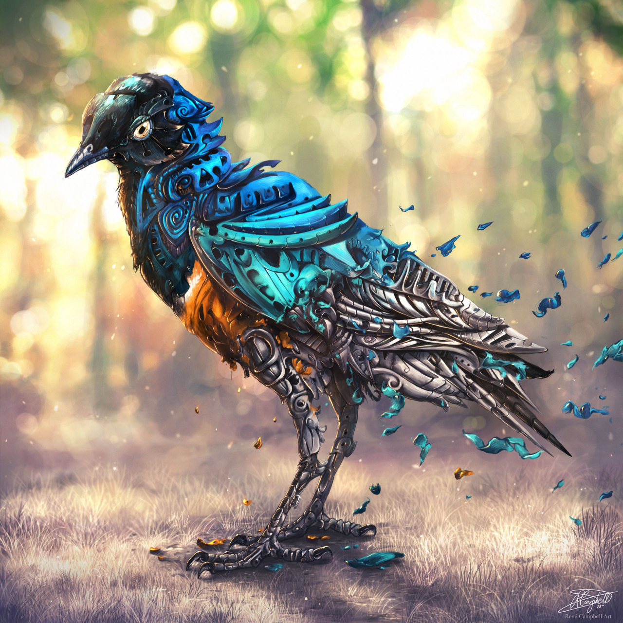 rene-art:  The Colours FadeIllustrative interpretation of the Superb Starling. I