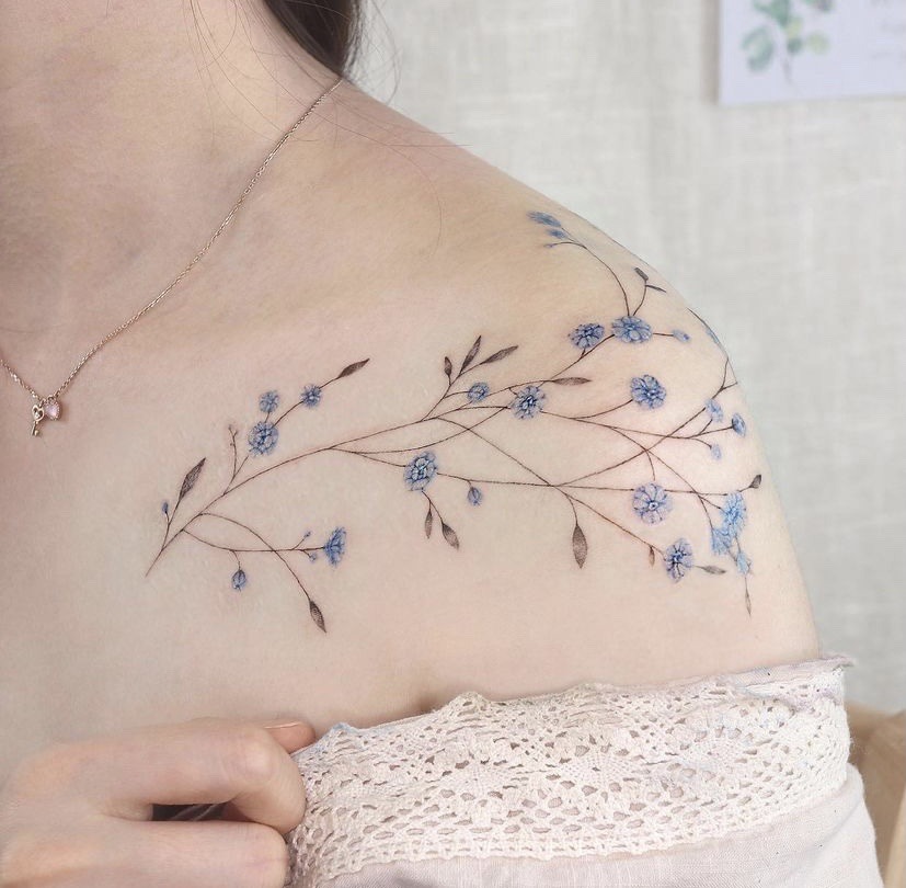 Buy Weekend Tattoos Temporary tattoo hawaiian blue flowers beautiful floral  art body transfers stickers women adult arm leg shoulder ideal for festival  parties Online at desertcartINDIA