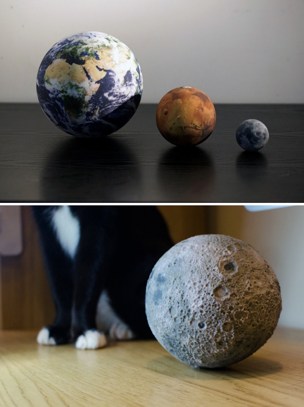 primarybufferpanel: sosuperawesome:  3D Printed Planets and Moons, made to relative