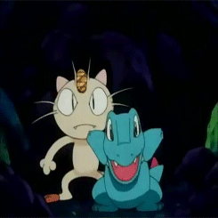 pkmn-obsessed:Chikorita & Cyndaquil reunite with Totodile & Meowth! :3