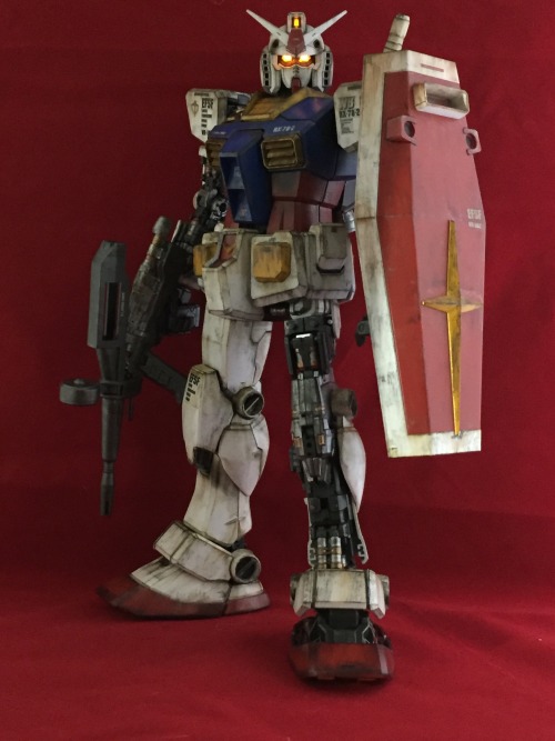 Finally completed good ol’ granddaddy Gundam! Model: PG RX 78-2 Modeled by: Jesse Clary