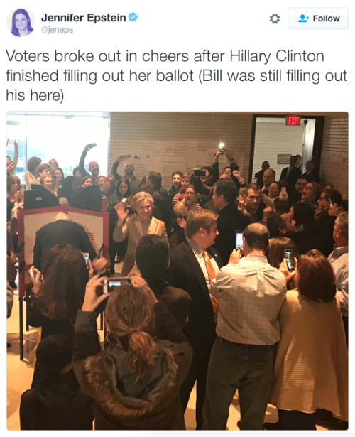 micdotcom: At around 8 a.m. Tuesday morning, Hillary Clinton cast her ballot in Chappaqua, New York.