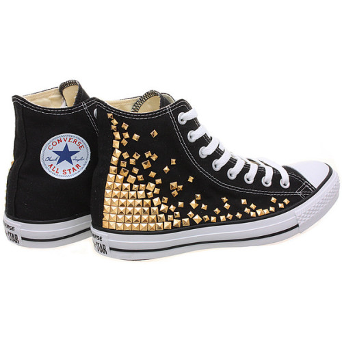 Studded Converse, Converse High Top with Gold Pyramid studs by CUSTOMDUO on ETSY ❤ liked on Polyvore