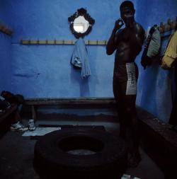 manufactoriel:  The changing-room at the “Academia Santa Rosa Boxing Club” , Brasil (1993), by Miguel Rio Branco