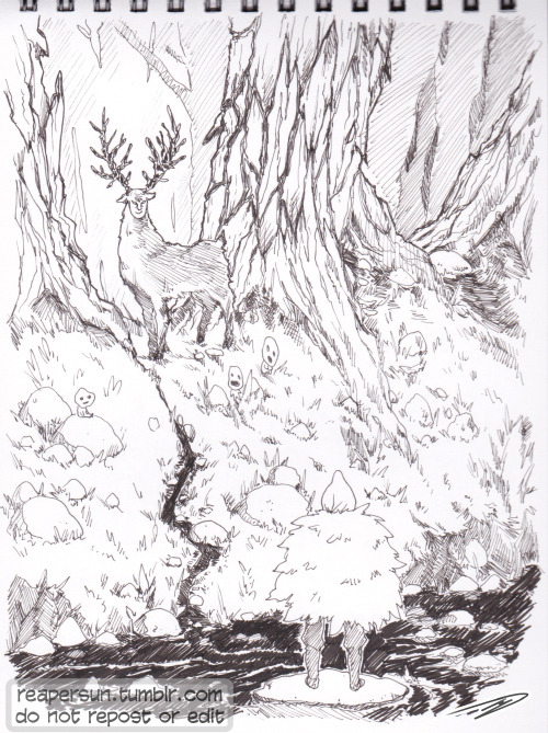 inktober #22 forest spirit i like inking nature stuff