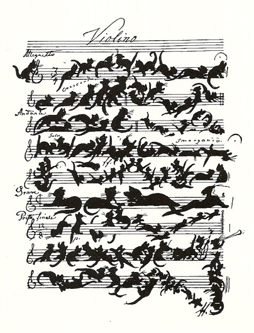 Gltsmoking: ‘Cat Violin Score’ By Moritz Von Schwind Entitled  'Zukunftsmusik’