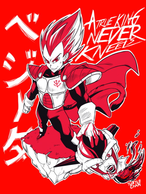 turtlechan:  ¡NEVER! even in super saiyajin 3 jejeje redbubble shirt: http://www.redbubble.com/people/turtlechan/works/13736855-a-true-king-never-kneels?ref=recent-owner