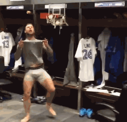 hairyathletes: notdbd:  Brett Lawrie in the clubhouse, slam dunking and dancing with a bulge in his underwear.  (And being playful at other times as well.)  Brett Lawrie VPL  So far waaaay off topic but I have a feeling my followers would enjoy that
