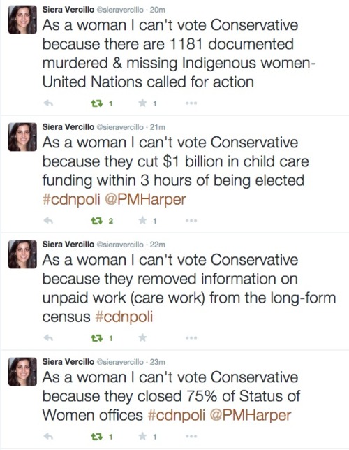 allthecanadianpolitics:  As a woman I can’t vote Conservative… By Siera Vercillo The Canadian federa