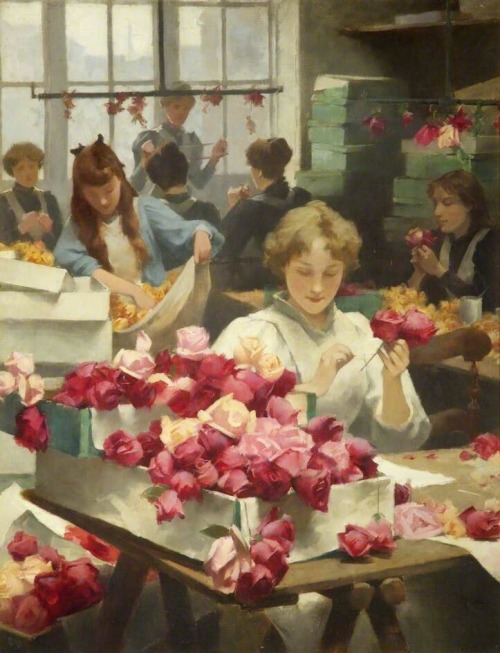 paintings-daily:‘Flower makers’ by Samuel Melton Fisher, 1896