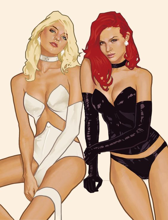 comic-book-ladies:  White Queen and Black Queen by Dave Seguin 