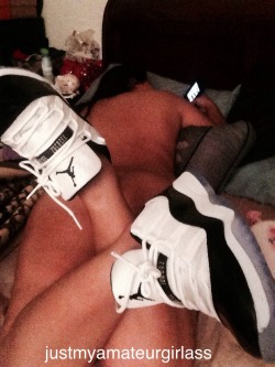 justmyamateurgirlass:  Jordan 11 low concords my favorite shoe at this moment. Thank you footlocker:) hehe Booty and Jordan’s enjoy.