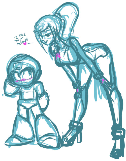awdplace:So yeah… I honestly think these two look cute together so I doodled some stuff just for fun. I am not ashamed, lolOkay, maybe a little, but I don’t regret it!Samus is the cutie~ <3