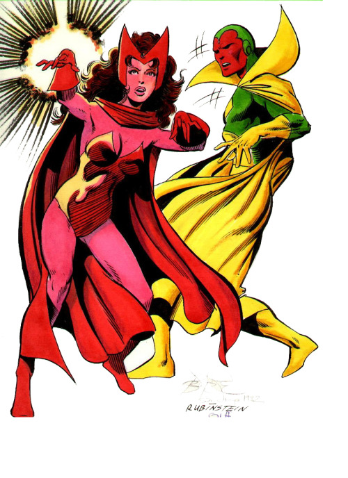 themarvelproject:Scarlet Witch and Vision by John Byrne with inks by Josef Rubinstein and colors by 