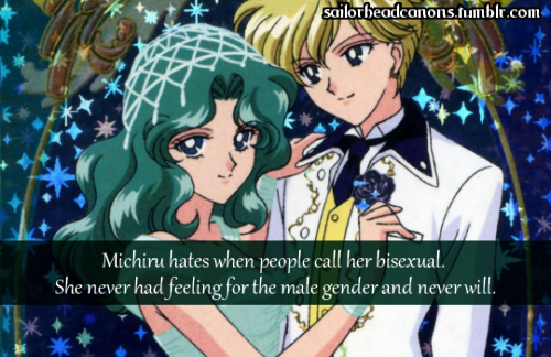 Michiru hates when people call her bisexual. She never had feeling for the male gender and never wi