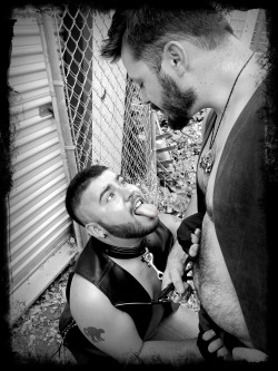 newlypup:  leather-masters:  More of the photo shoot @newly   He was spitting into my mouth….it was hot.