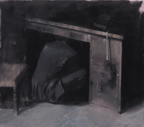 strappedupwithmynina:Adrian Ghenie - Crawl under your desktop, out of line of windows to avoid 