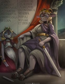 Commission for Vixen_DefeaI’ve had tons of fun with this order,  because when I heard I had to make a family portrait of Roman goat-empress and her daughter, I couldn’t help myself but take the creative liberty to paint something that looks like