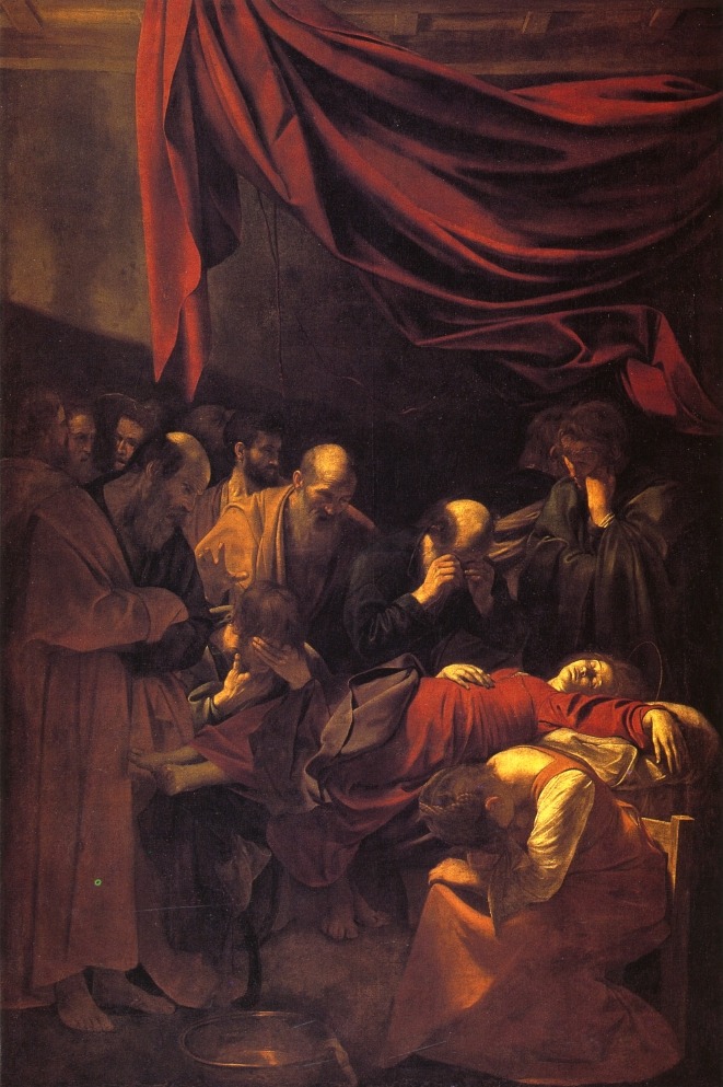 artist-caravaggio:  The Death of the Virgin via CaravaggioSize: 245x369 cmMedium: