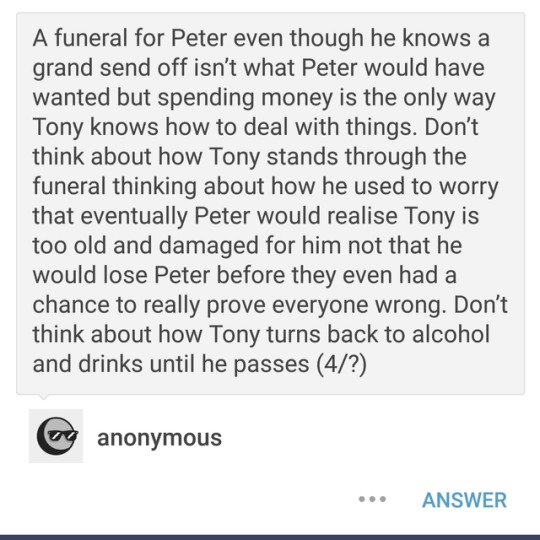 starkerau:  starkerau: Hey y'all just don’t think about this (Obvious credit to the anon/person who sent this in)   ACTUALLY HOW DARE YOU, ANONWHAT GAVE YOU THE FUCKING RIGHT