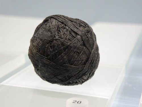 historyarchaeologyartefacts:Ball of carbonized thread of linen or nettle dating from the Middle Neol