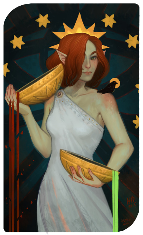 madnessdemon: Collaboration with my friend osatokun​, tarot card with her inquisitor Maf. Colored sk