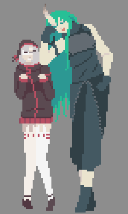 first pixel art of the year and it’s arknights! happy late birthday, hoshiguma!