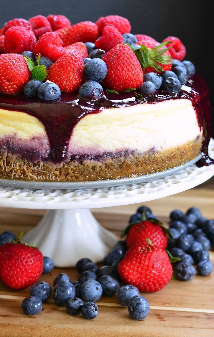 foodffs:  MIXED BERRY CHEESECAKE AKA RED, WHITE, AND BLUE CHEESECAKE Really nice