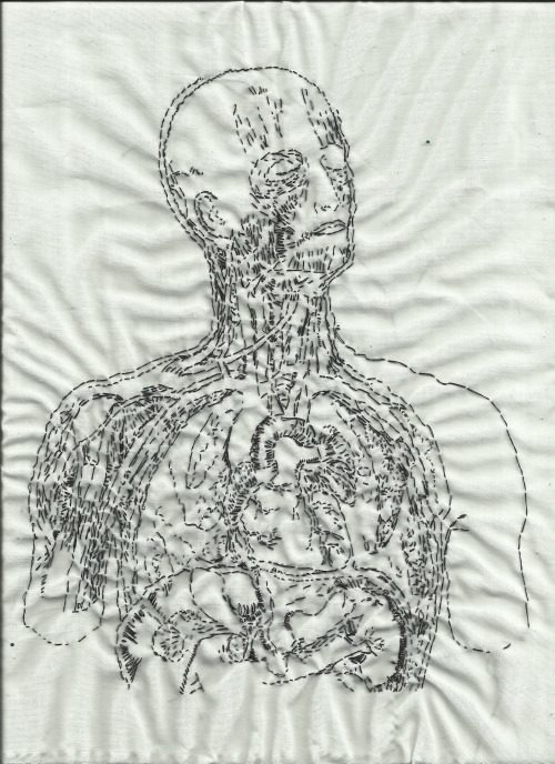 artbybjmiller:Embroidery referencing Anatomie normale du corps humain: atlas iconographique de XVI p