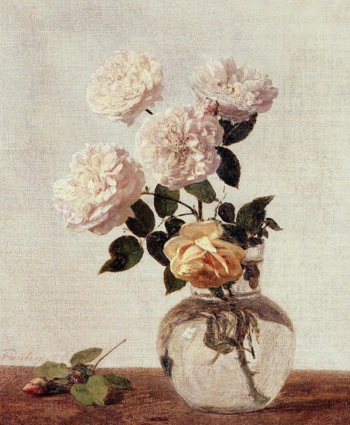 cahlmest:ceciliatallice:Henri Fantin-Latour Roses (French 14 January 1836 – 25 August 1904) C.
