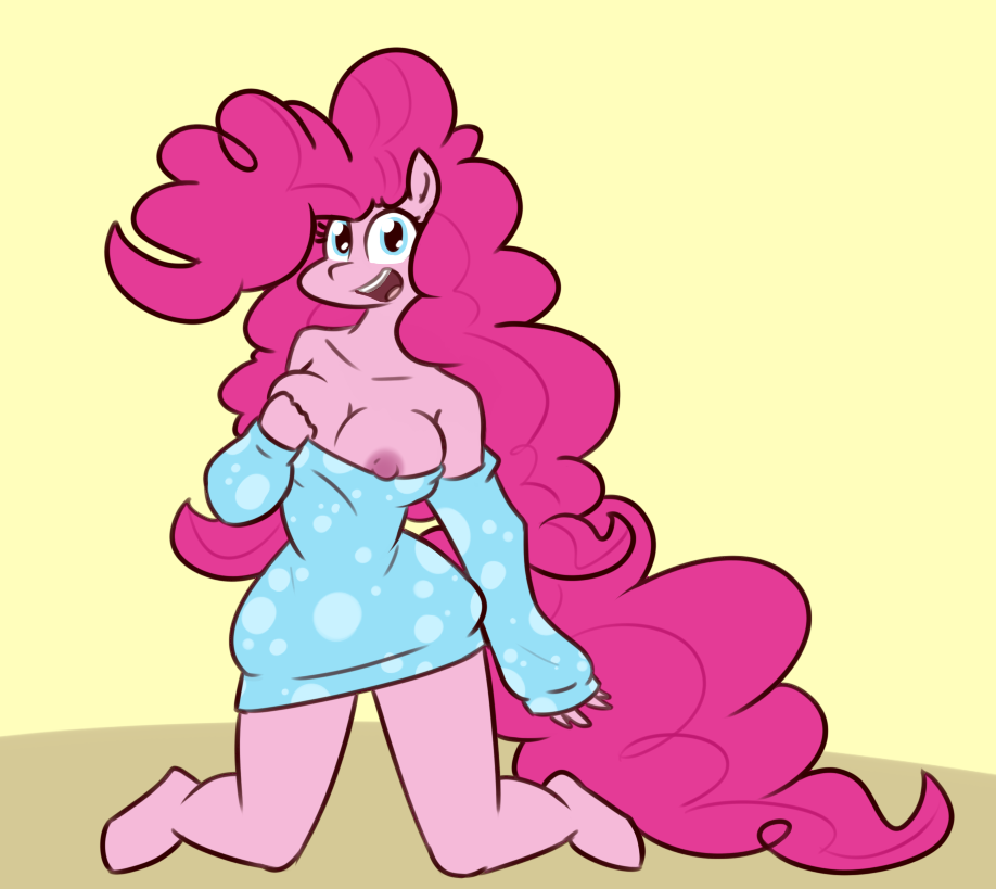 Pinke!Giant hair is fun.Sweater dresses, even moreso.