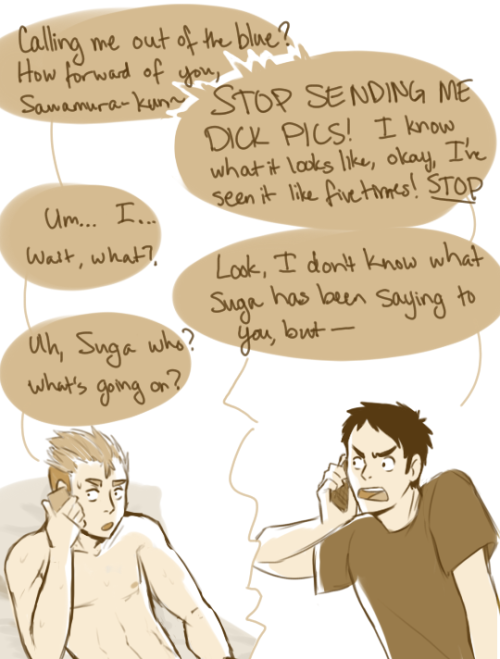 w1zrad-art:  “He won’t be bothering you anymore! That’s what you wanted, right?”I don’t know how this happened, but I guess I ship TeruSuga now ¯\_(ツ)_/¯