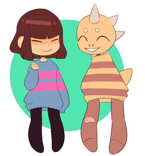 milkyyyart: transparent monster kid and frisk!!!