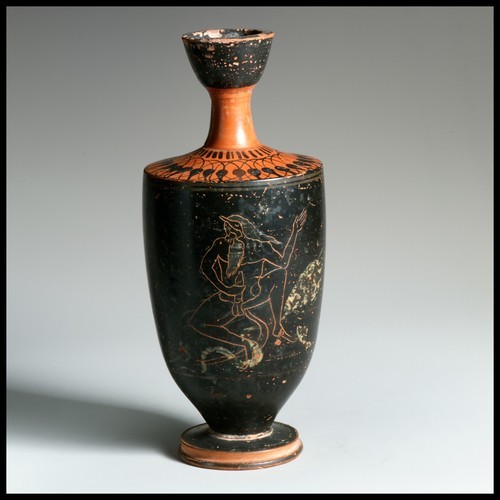 met-greekroman-art:Terracottas lekythos (oil flask) by Sappho Painter, Metropolitan Museum of Art: G