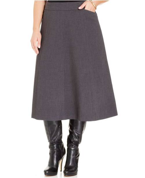 plus-sized-fashion: Charter Club Plus Size A-Line Midi Skirt