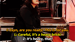  Zayn attempting to remember an embarrassing memory associated with a brick. (x) 