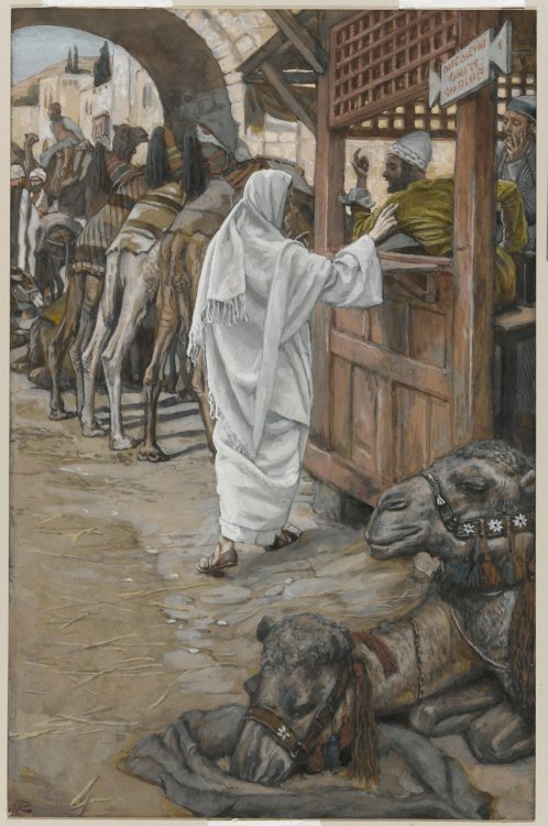 artist-tissot:The Calling of Saint Matthew (Vocation de Saint Mathieu), James Tissot
