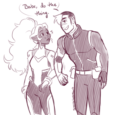 breezycheezyart: Based on this Oh, hey, Buff!Ponytail!Allura is back! Featuring Smitten!Shiro!