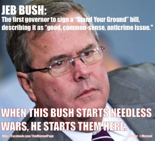 Its no coincidence the first governor to sign a “Stand Your Ground” bill is their “Great White Hope” @JebBush