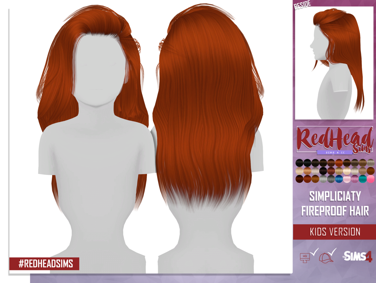 sims 4 cc red hair long to side female sims 4 cc red hair long to side female