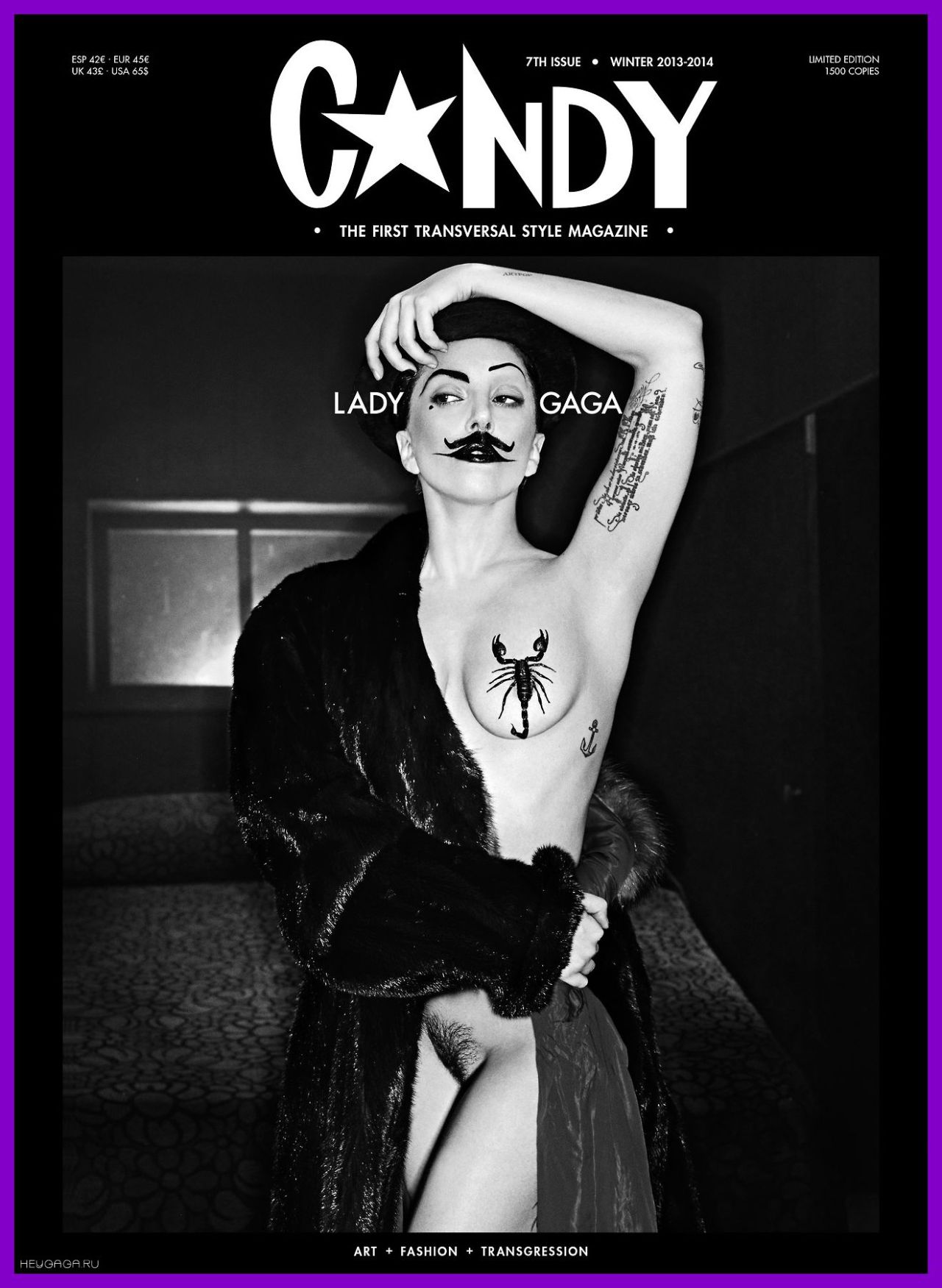 nude-celebz:  Lady gaga showing some bush on the cover of Candy magaine