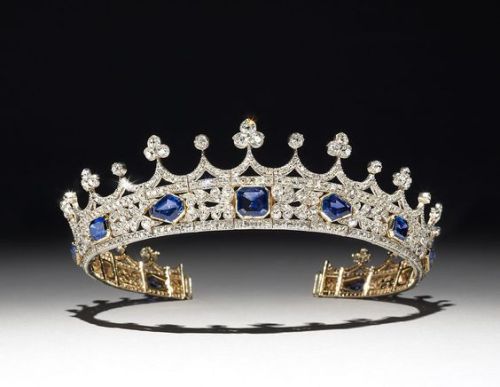 The tiara was designed by Prince Albert for Queen Victoria, it is set with sapphires and diamonds an