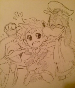 le-hibou:  sora, donald, and goofy!