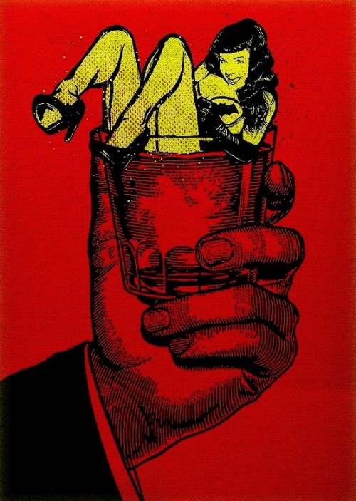 boomerstarkiller67:  Bat-Betty In A Glass - art by Butcher Billy 