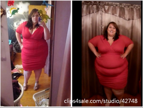 hellothefatterthebetter: subtlefeeder:  Awesome red dress…proof that bigger IS better  she looks so 