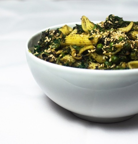 Vegan Kale Pasta Noodles With Sesame Seeds Recipe