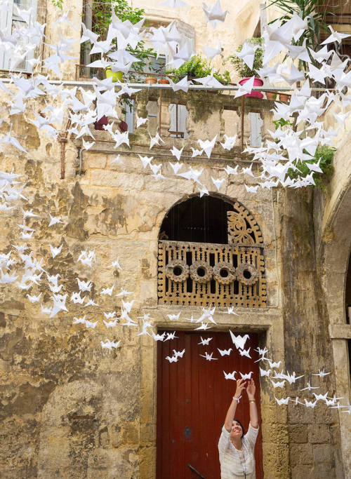 culturenlifestyle:Flock of White Origami Birds Invade French CourtyardFrench designers Maxime Derrou