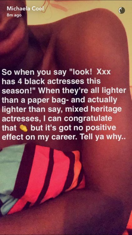 thepowerofblackwomen:Michaela Coel leaves an important message on snapchat about racism/colorism in 
