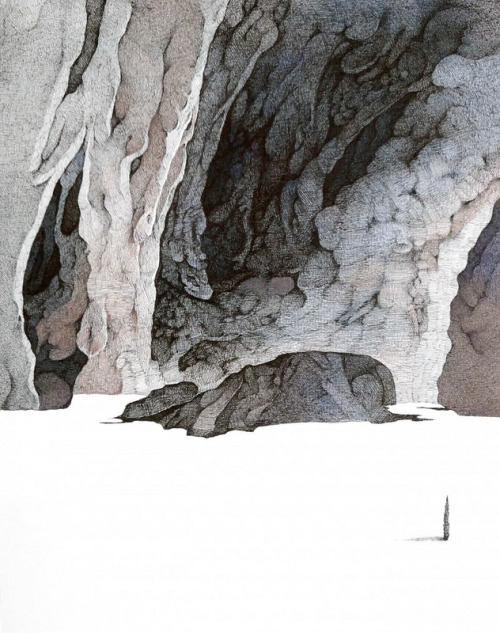 exhibition-ism:Ming Jung-Yeon&rsquo;s india ink landscapes are anything but normal. 